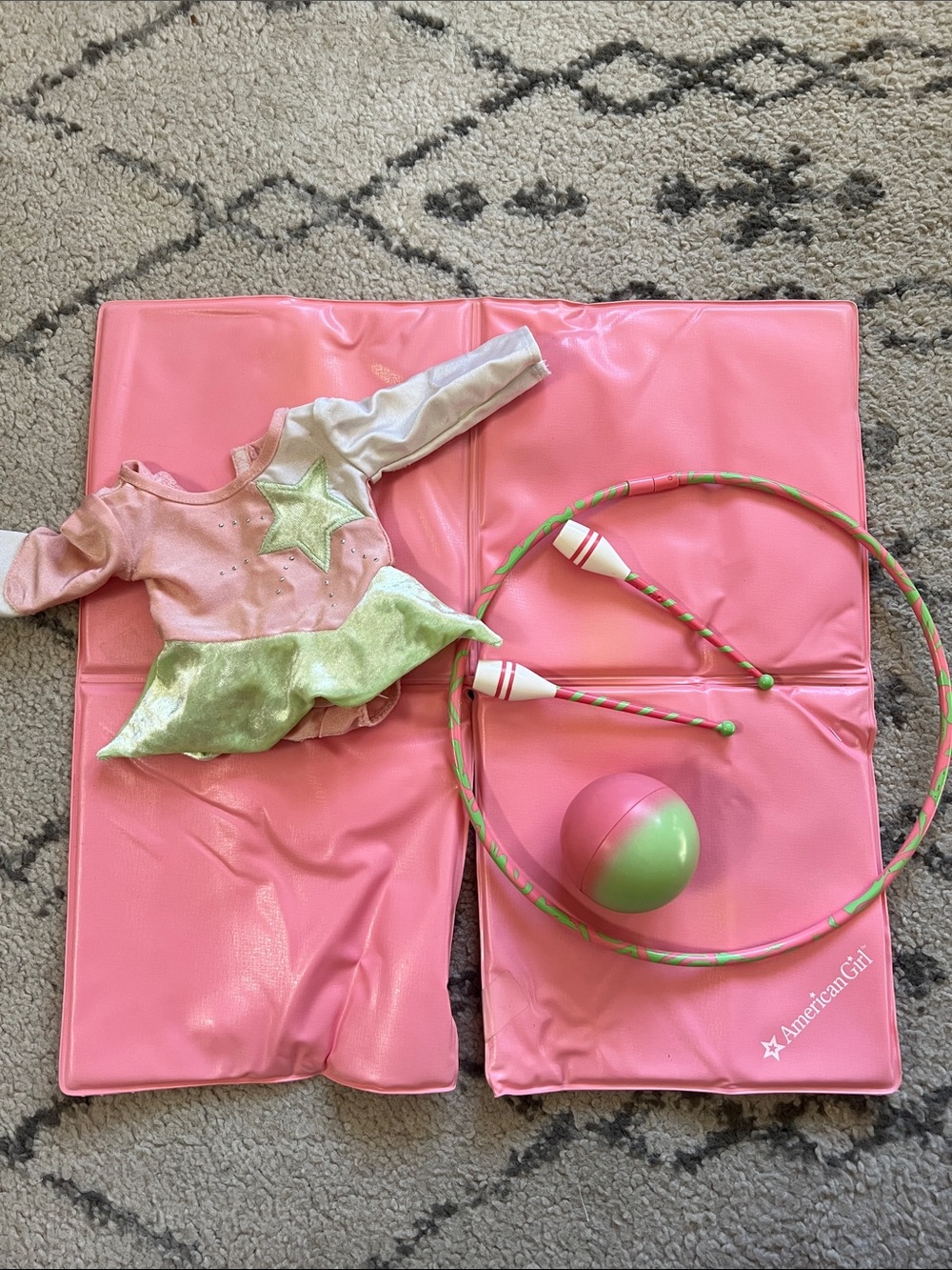 American Girl Pink and Green Rhythmic Gymnastics Set